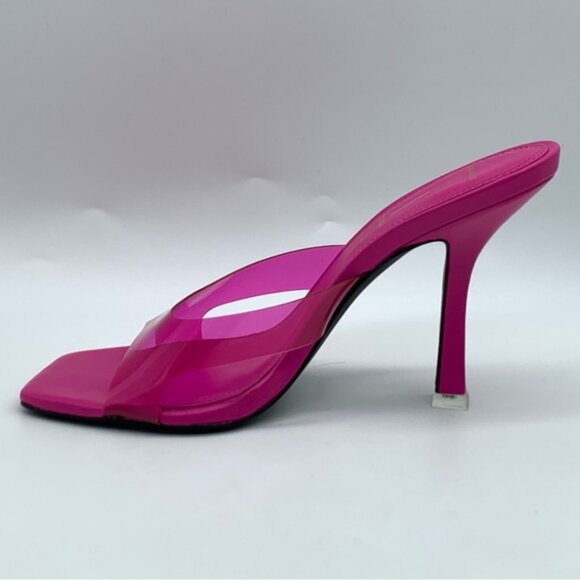 BLACK SUEDE Transparent PVC Strap Sandal in Fuchsia - Picture 5 of 14
